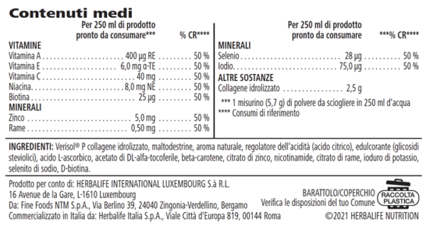 Herbalife SKIN Collagene Skin Fragola e Limone 171 g Herbalife SKIN Collagene Skin Fragola e Limone 171 g
